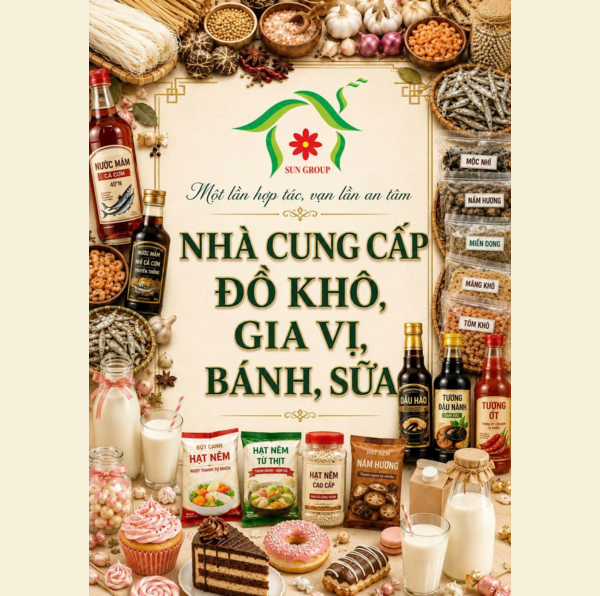 Nhà cung cấp đồ khô, gia vị, bánh, sữa các loại